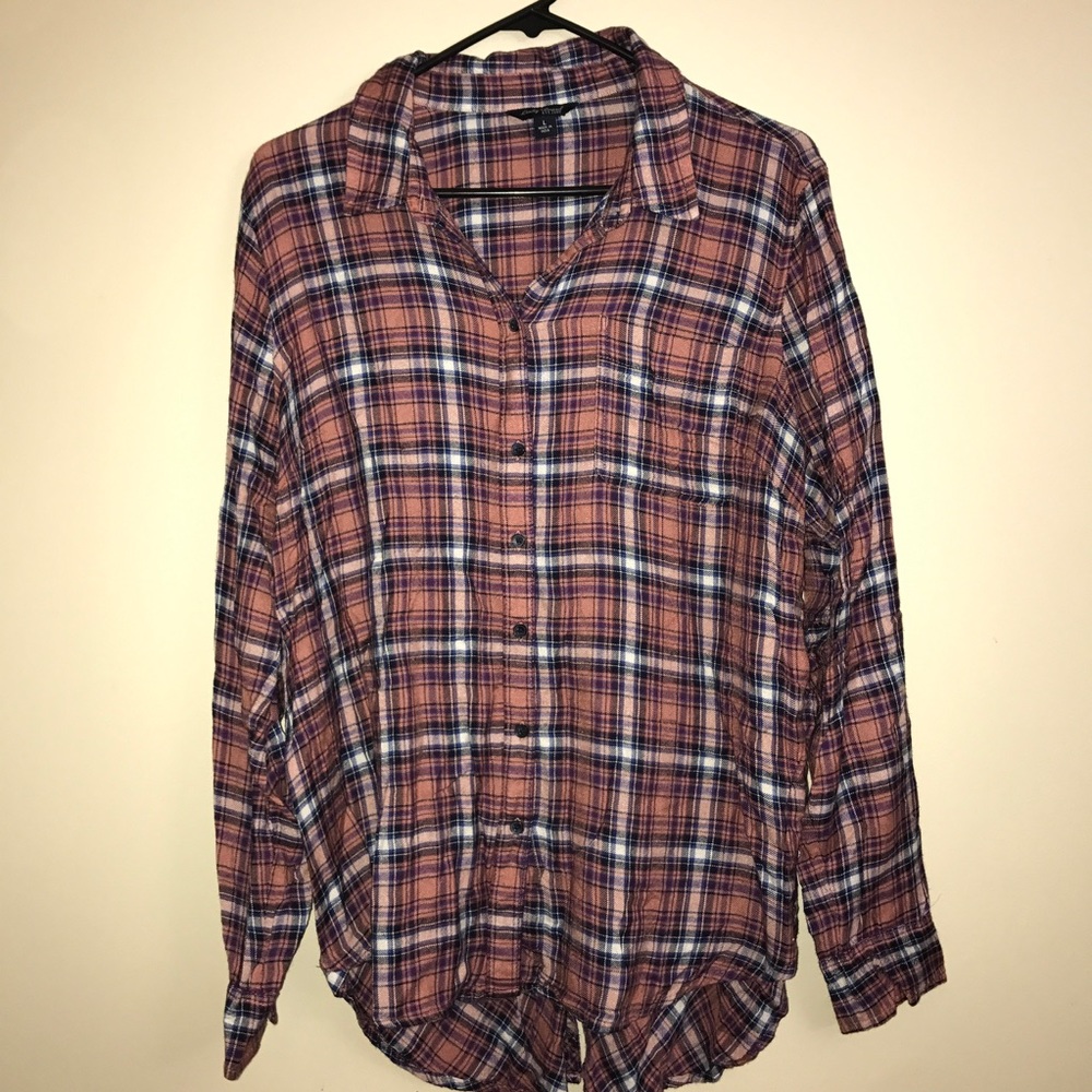 Lucky Brand Soft Pink Plaid Flannel Shirt L